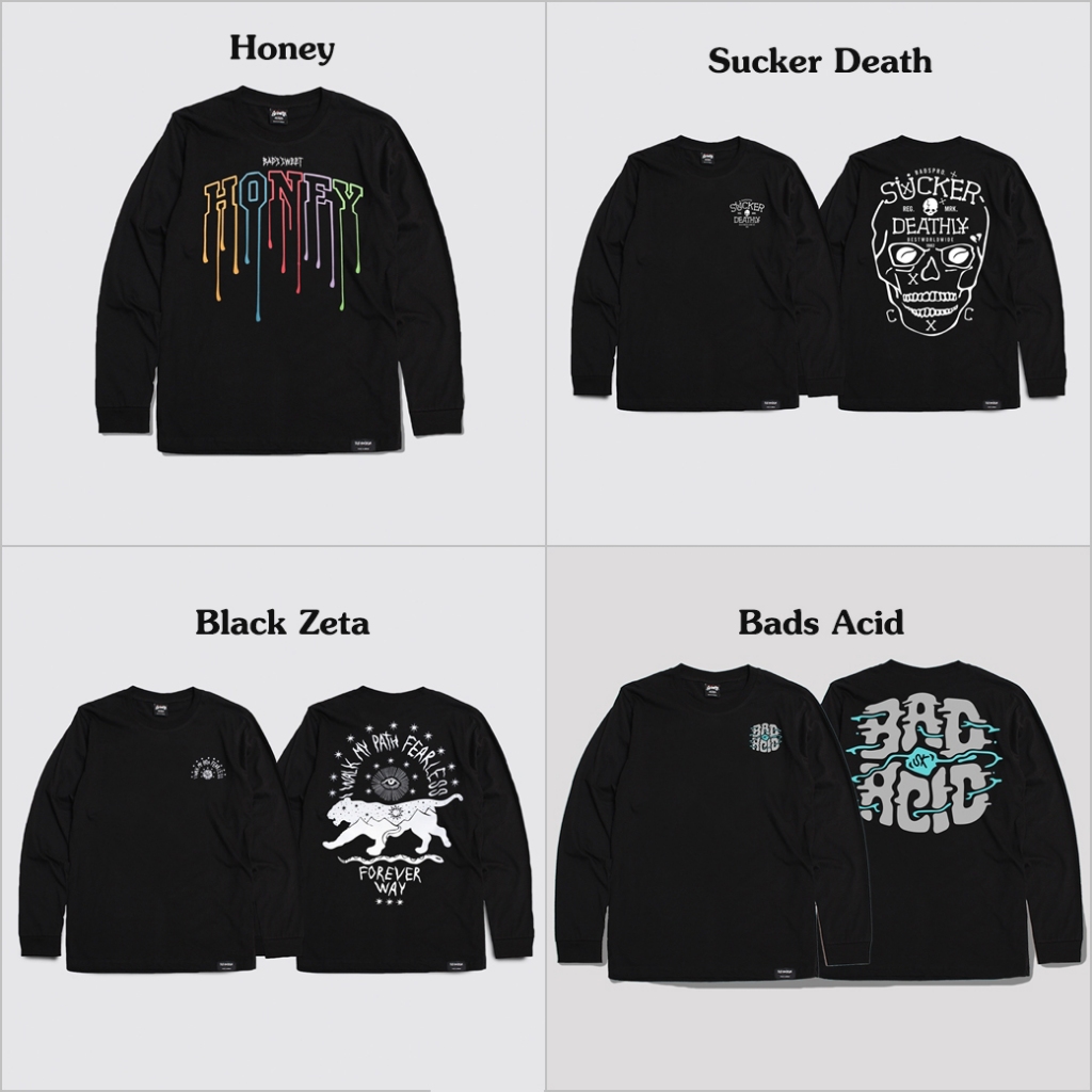 Just Say Bad ® เสื้อแขนยาว Bads ฮันนี่ Honey (Long)  สีดำ และ สีขาว ใส่ได้ทั้ง ชาย หญิง  TLS