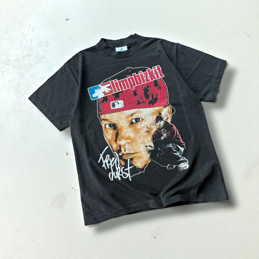 เสื้อยืดคอฟิต รุ่น Limp Bizkit สีดำเฟด/สีดำ #DTG