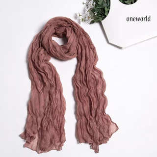 (รหัสYZ-173) ผ้าพันคอ ผ้าคลุมไหล่ ผ้าฝ้ายลินินย่น สีพื้น สำหรับผู้หญิง ผ้าพันคอกันลมกันหนาว ผ้าคลุมไหล่กันแดด
