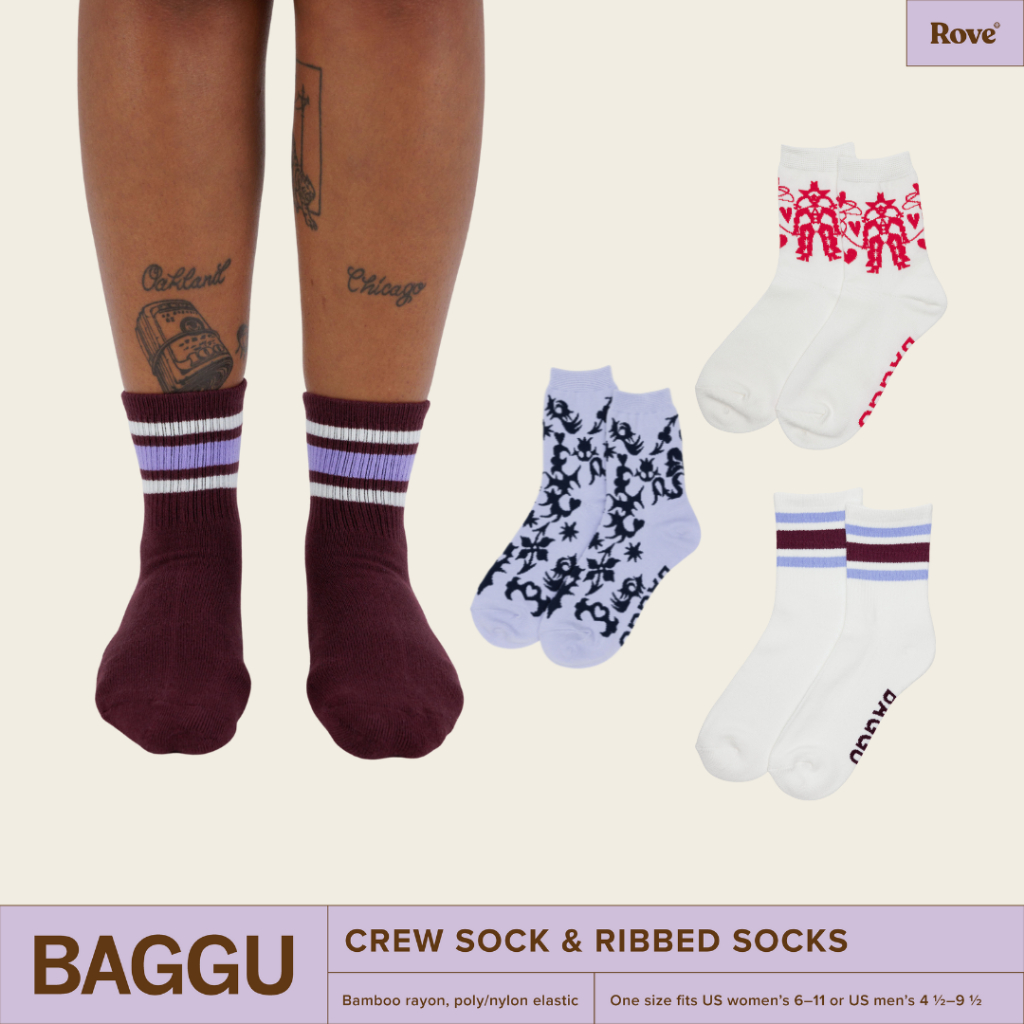 (พร้อมส่ง) BAGGU Crew Socks ถุงเท้าข้อสูง ลวดลายน่ารัก ของแท้ นำเข้าจากประเทศอเมริกา