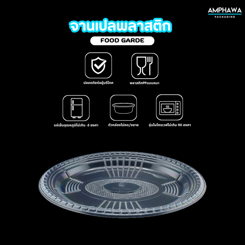 จานเปลพลาสติกใสใช้แล้วทิ้ง easy life ถาดรองอาหาร จานเปลพลาสติก สามารถเข้าไมโครเวฟได้ (1แพ็คมี25ใบ)