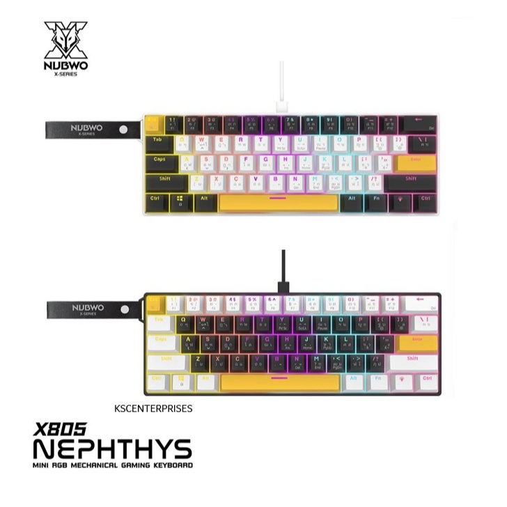 คีย์บอร์ดเกมมิ่ง NUBWO X805 60% Mechanical Gaming Keyboard Mini RGB Hot Swap 3Pin