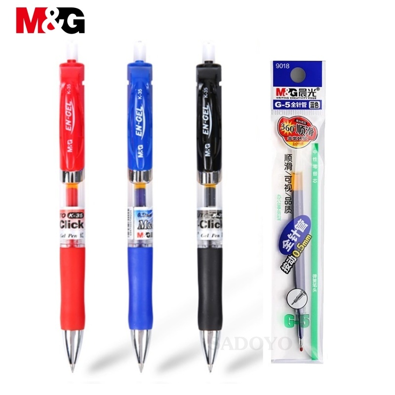 ของแท้ M&G ปากกาเจล แบบกด รุ่น K-35 ขนาดเส้น 0.5 มม. และไส้ปากกาเจล รุ่น G-5 สินค้าคุณภาพ น้ำหมึกลื่นเขียนได้เร็ว
