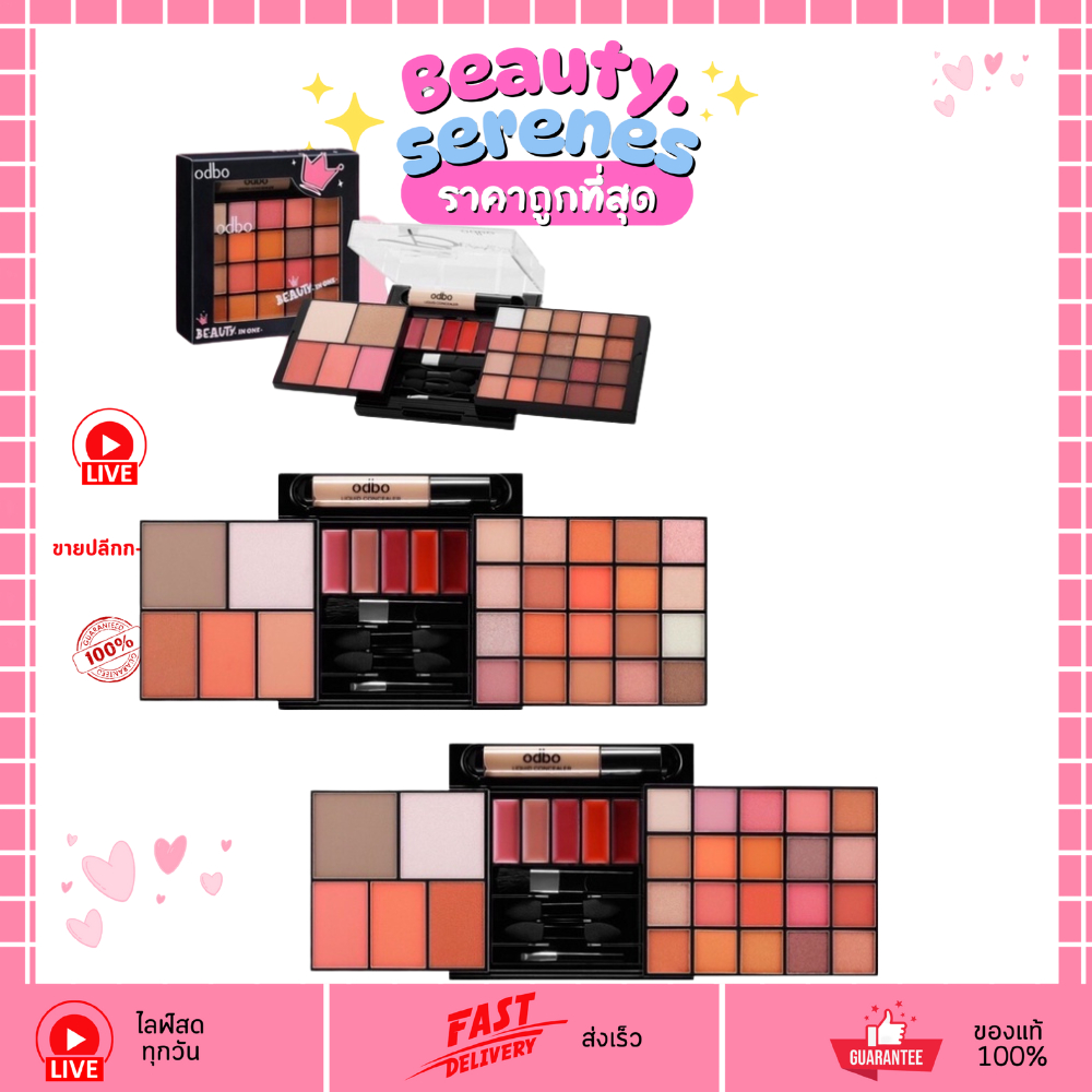 OD1006 โอดีบีโอ บิวตี้ อิน วัน Beauty In One พาเลทแต่งหน้าครบชุด บลัชออน ODBO โอดีบีโอ