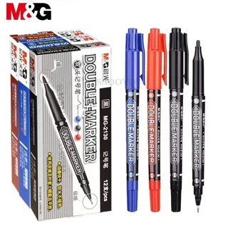 (ยกกล่อง)M&G ปากกาเขียนแผ่นซีดี มาร์คเกอร์ 2หัว MG-2130เขียนพลาสติก/เหล็ก/ไม้/ผ้า/หนัง/แก้ว/เซรามิก กันน้ำ ไม่หลุดไม่ลอก