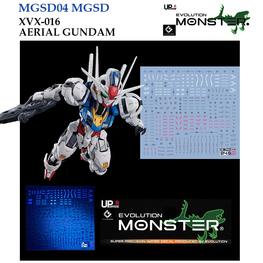 ดีคอลน้ำ [MONSTER EVO] MGSD 04 MGSD XVX-016 AERIAL GUNDAM FLUORESCENT WATER SLIDE DECAL MGSD04