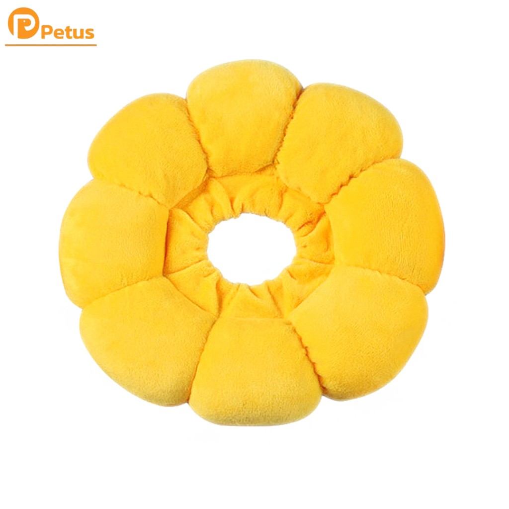 คอลล่าแมว ปลอกคอทานตะวัน มี 4 ขนาด xs/s/m/l ทำจากผ้าฝ้าย เนื้อผ้านุ่ม ระบายอากาศดี สามารถปรับขนาดได้ Petus pet