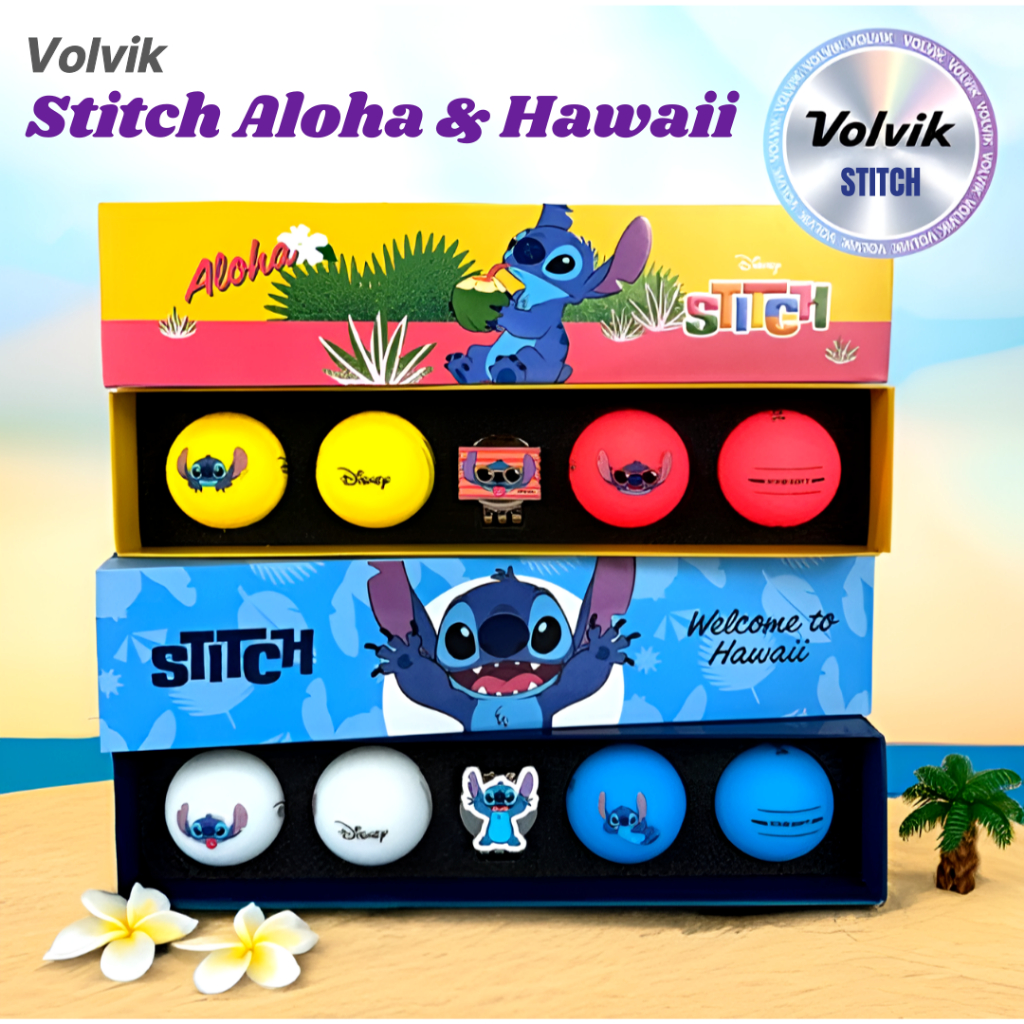 [🚚จัดส่งไว] Volvik Disney VIVID Stitch Aloha & Hawaii(4Balls+Ball Marker)