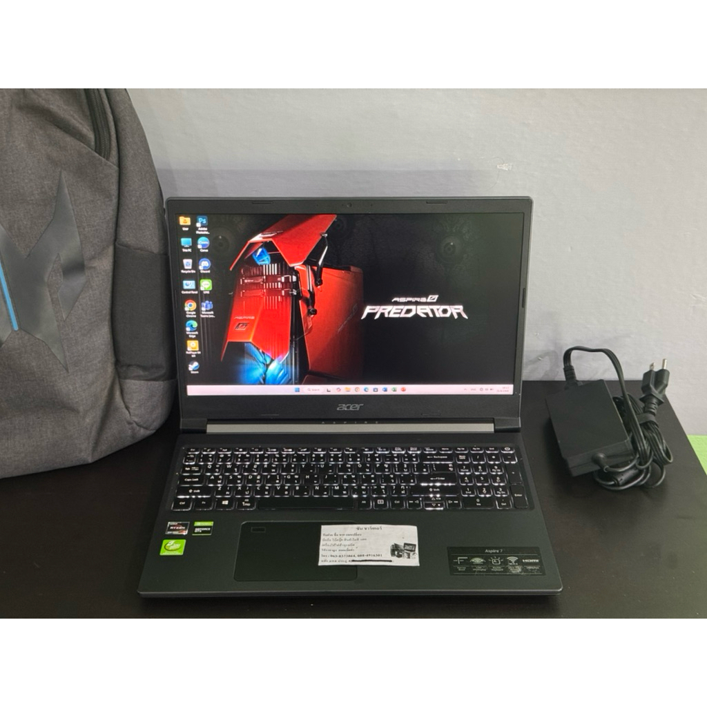 โน๊ตบุ๊ค Acer Aspire 7 A715-42G-R4KZ RYZEN7-5700U /Ram 8GB / SSD 512GB/ GTX 1650 (4GB) /(มือสอง สภาพ