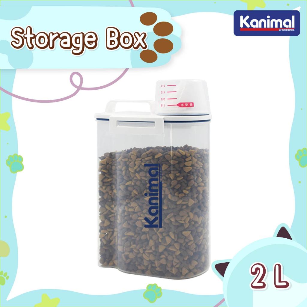 [90096] Kanimal Pet Food Container ถังเก็บอาหารเม็ด พร้อมถ้วยตวง กันมดและแมลง เก็บกลิ่น ความจุ 2.5 ลิตร