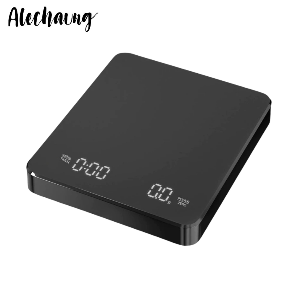 เครื่องชั่งกาแฟ ตาชั่งกาแฟ 3kg หน้าจอLCD ตั้งเวลาได้ บันทึกอัตราส่วนได้ ชาร์จ USB Type-C Alechaung coffee