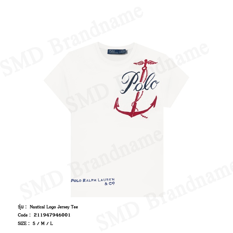 Polo Ralph Lauren เสื้อยืดคอกลมผู้หญิง รุ่น Nautical Logo Jersey Tee Code: 211947946001