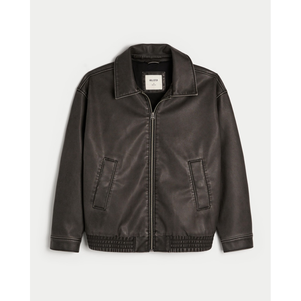 ✨พร้อมส่ง🔥Hollister Vegan Leather Jacket in Black แท้💯