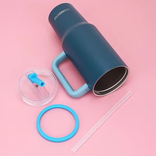 CONOYAR แก้วเก็บความเย็น สแตนเลสแท้ 1200MLพร้อมที่จับ และฝาปิดหลอด เก็บเย็น-ร้อนได้นาน แก้วสแตนเลส T01304