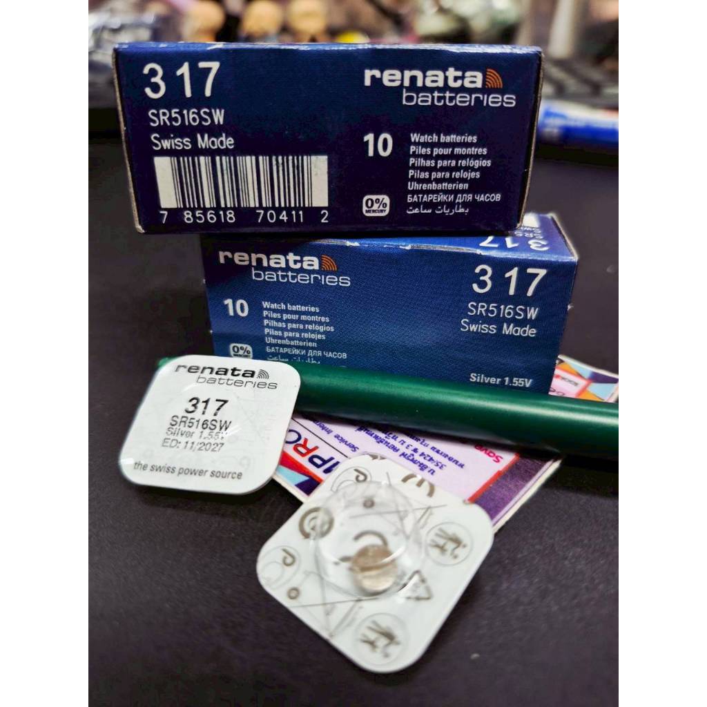 Renata 317 Battery (SR516SW) Silver Oxide 1.55V (1PC) ถ่านนาฬิกา เครื่องคิดเลข