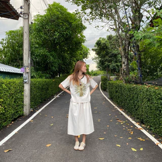 lamoonta เสื้อมัดย้อม เสื้อใส่ไปเที่ยวทะเล เสื้อคอกลมผ้าฝ้ายผู้หญิง เสื้อมัดย้อมมินิมอล