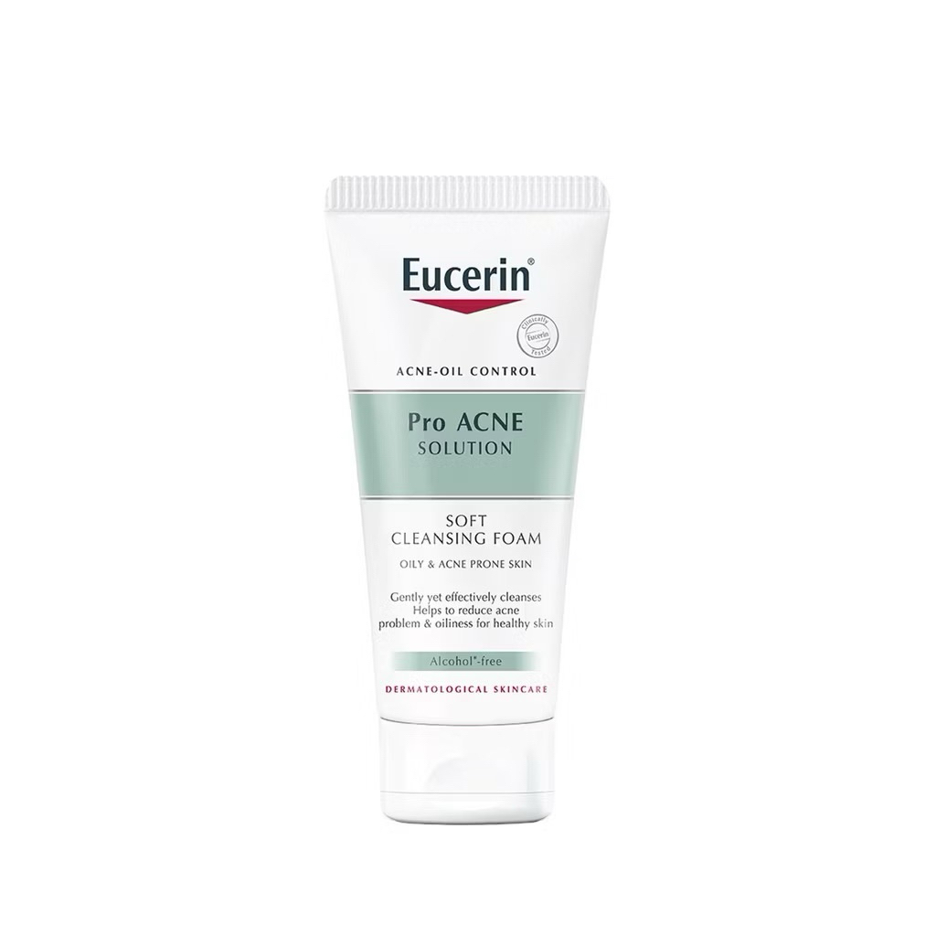 Eucerin Pro Acne soft Cleansing foam 50g โฟมล้างหน้าสำหรับผิวมันเป็นสิวง่าย ยูเซอรีน