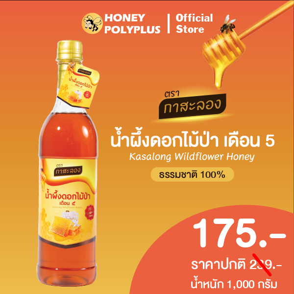Kasalong Wildflower Honey 1000g น้ำผึ้งกาสะลอง น้ำผึ้งดอกไม้ป่า 1000 กรัม (1 ขวด)