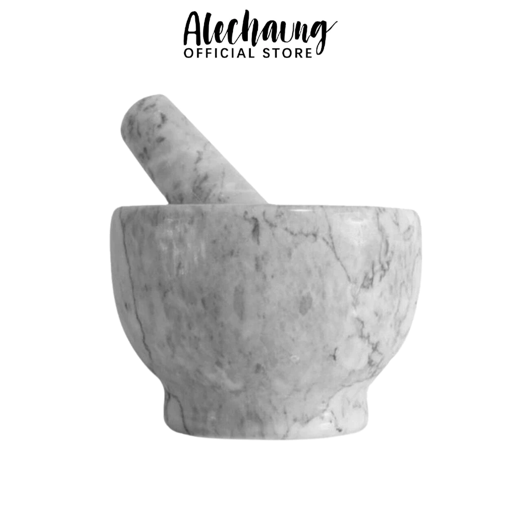 Alechaung ครกหินมินิมอล ครกหิน มาพร้อมสาก Mortar ครกเล็ก หินอ่อน 4นิ้ว5นิ้ว ครกแตกเคลมได้