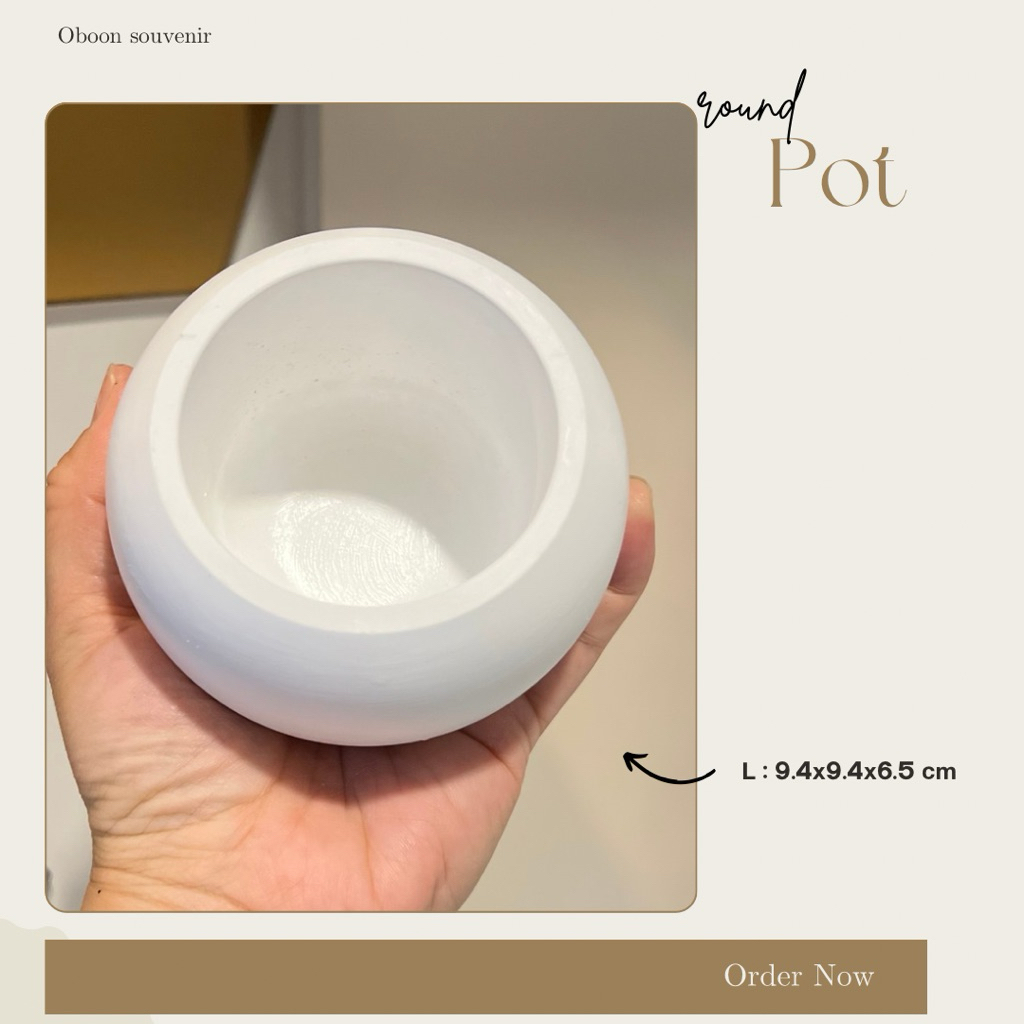ถ้วยปูน กระถางปูน L ROUND POT ถ้วยใส่เทียนหอม ไซซ์L เคลือบเงา/เคลือบด้าน เลือกในตัวเลือกค่ะ