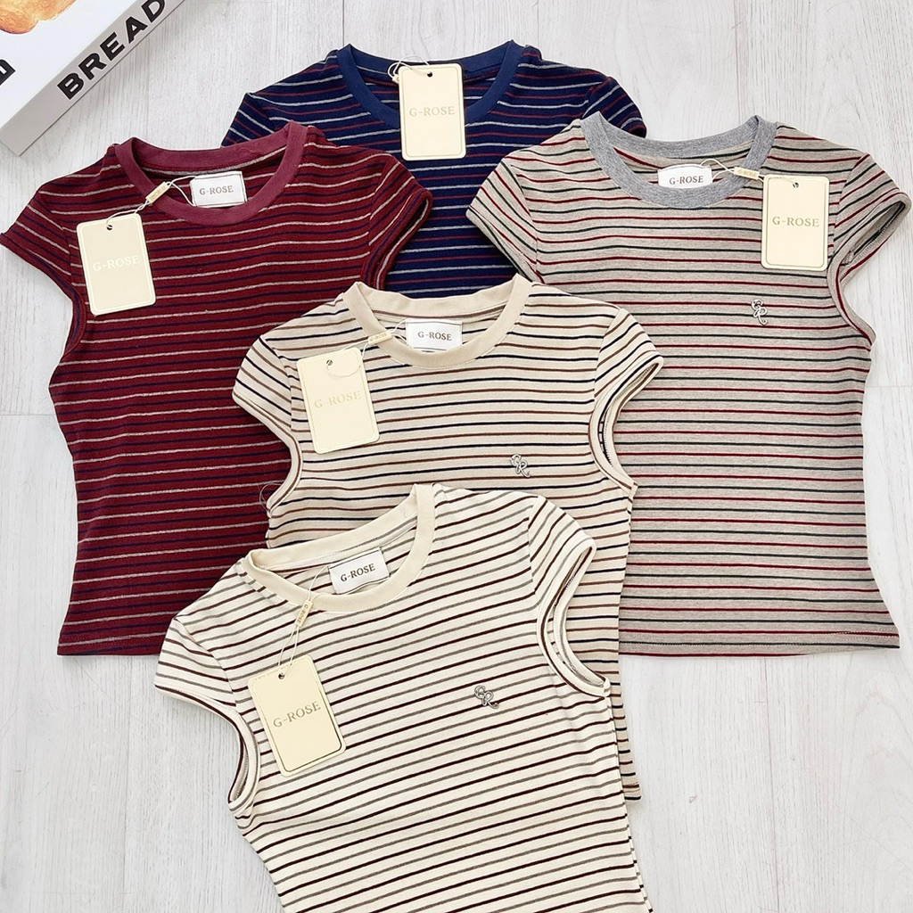 G-rose เสื้อยืดแขนเต่อ ผ้าลายริ้ว