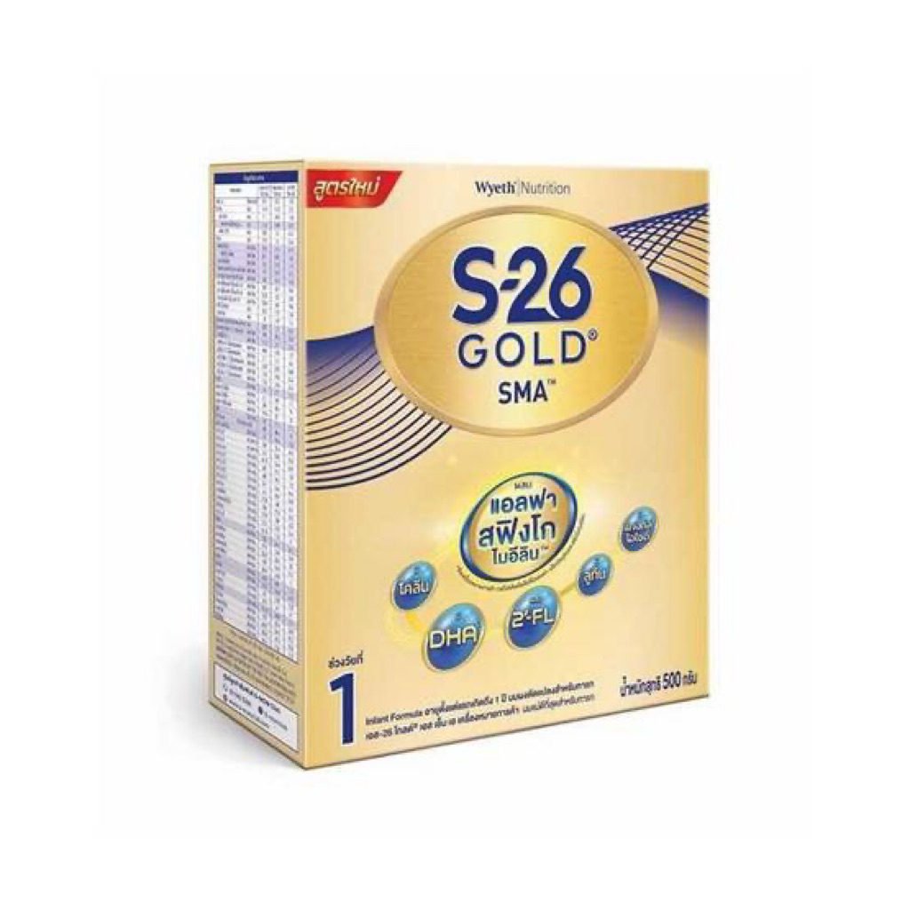 นมผง S-26 GLOD SMA สูตร 1 ปริมาณ 500 กรัม ราคาพิเศษ 360 บาท หมดอายุ21/10/25