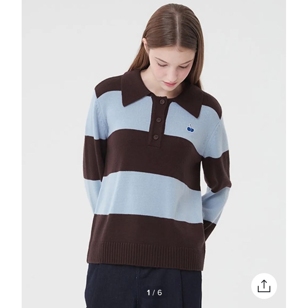 KIRSH Uni Small Cherry Polo Rugby Knit แท้  ผ้าไหมพรมสภาพใหม่ไม่มีตำหนิผ้าไม่ขุ่ย