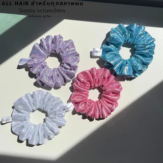 ยางรัดผม sunny scrunchies collection pink glitter ผ้ากลิตเตอร์ วิ้งๆสะท้อนแสง ไม่กินผม