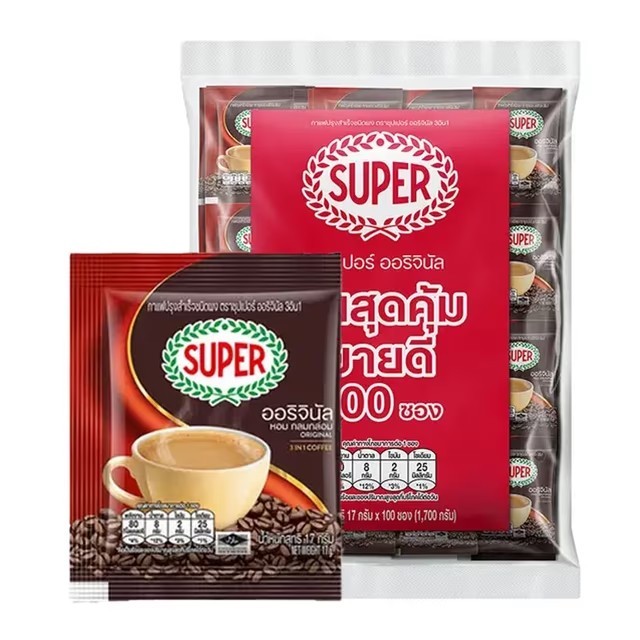 ซุปเปอร์ กาแฟปรุงสำเร็จชนิดผง 3อิน1 ออริจินัล 17 ก. 100 ซอง