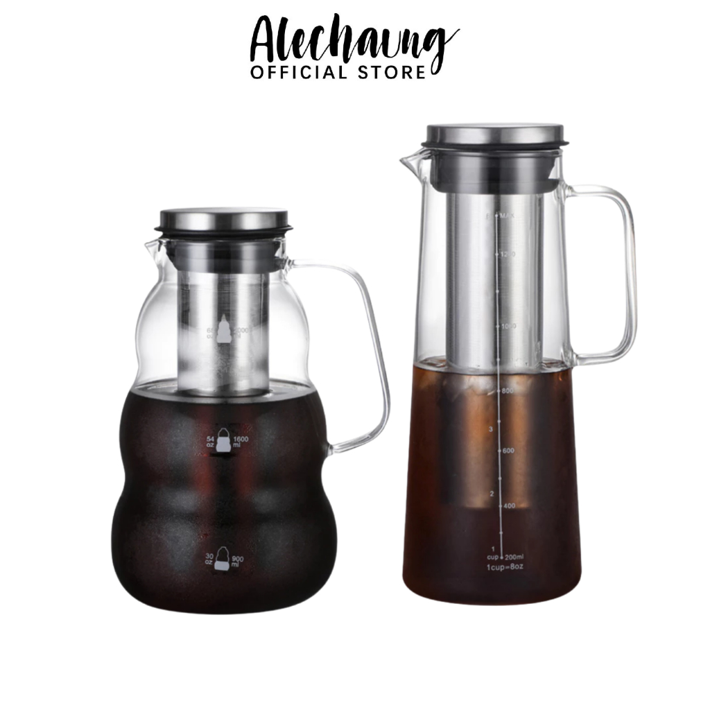 Alechaung  ขวดกาแฟสกัดเย็น กาแฟสกัดเย็น เหยือกทำกาแฟ แก้วชงชา Cold brew pot 1000ml 1400ml 2000ml กรองได้ดี พร้อมสเกลบอก