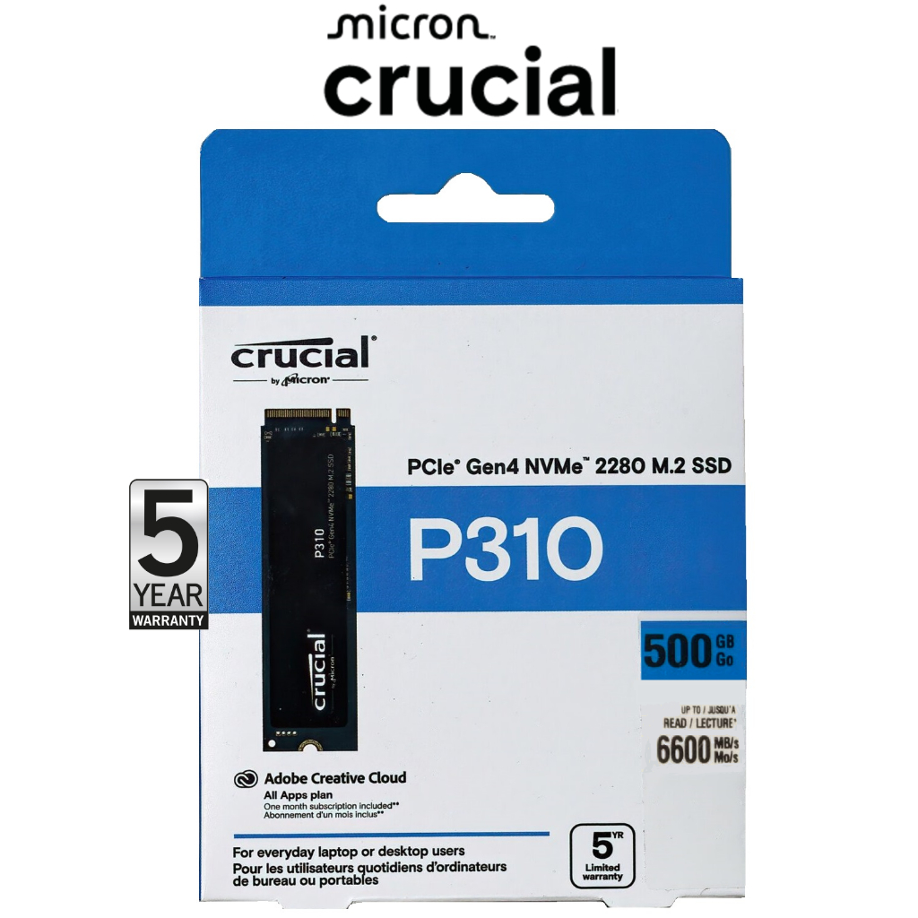 Crucial P310 PCIe Gen4 NVMe M.2 SSD 500GB