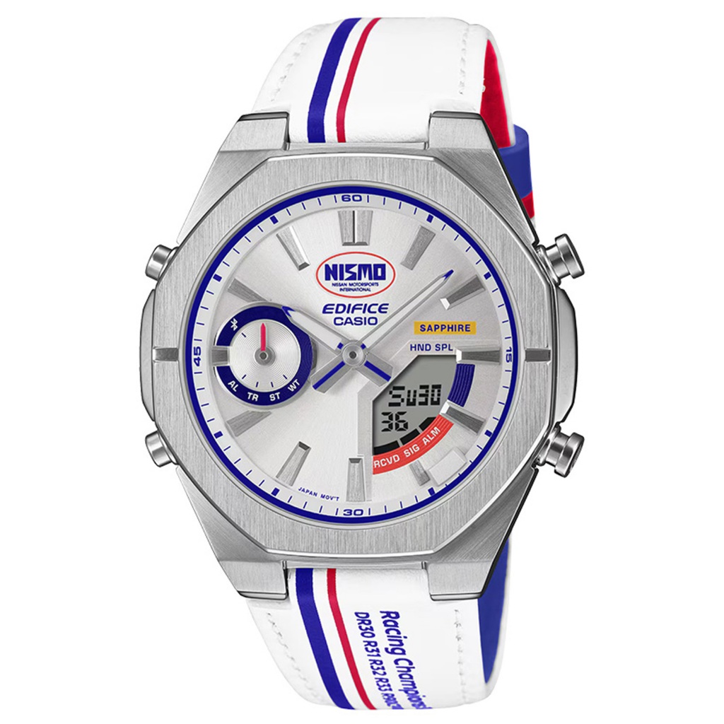 Casio Edifice นาฬิกาข้อมือผู้ชาย สายหนัง รุ่น ECB-S10NIS-7A - สีขาว