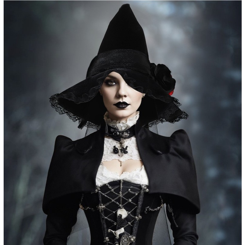 หมวกแม่มด ฮาโลวีน Halloween พร้อมส่ง-จากไทย หมวกผีดิบ ปีศาจ เวทย์มนต์ แดร็กคูล่า ผ้าคลุม Dracula พ่อมด