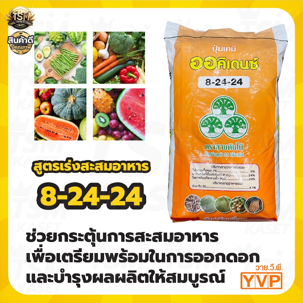 ปุ๋ยเกล็ด 8-24-24 เหลือง สูตรเร่งสะสมอาหาร ออกดอก ปุ๋ยเกล็ดละลายน้ำ ปุ๋ยระบบน้ำ