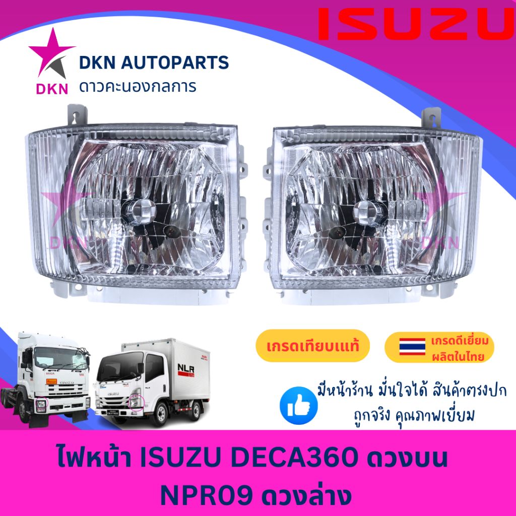 (DEPO) ไฟหน้า ISUZU DECA 360 345 NPR NKR 09 GXZ FXZ FRR ปี 2007-2015 อีซูซุ เดก้า คุณภาพดีเยี่ยม