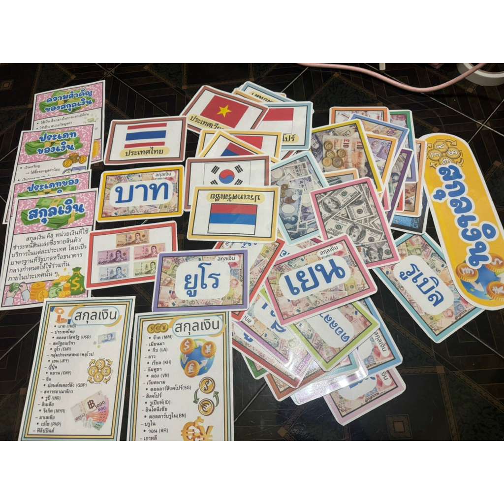 เกม บัตรคำ บัตภาพ สกุลเงิน สื่อการสอนสังคม สื่อการสอนสังคมศึกษา สื่อการสอนทำมือ สื่อการสอน เกม สกุลเงินอาเซียน