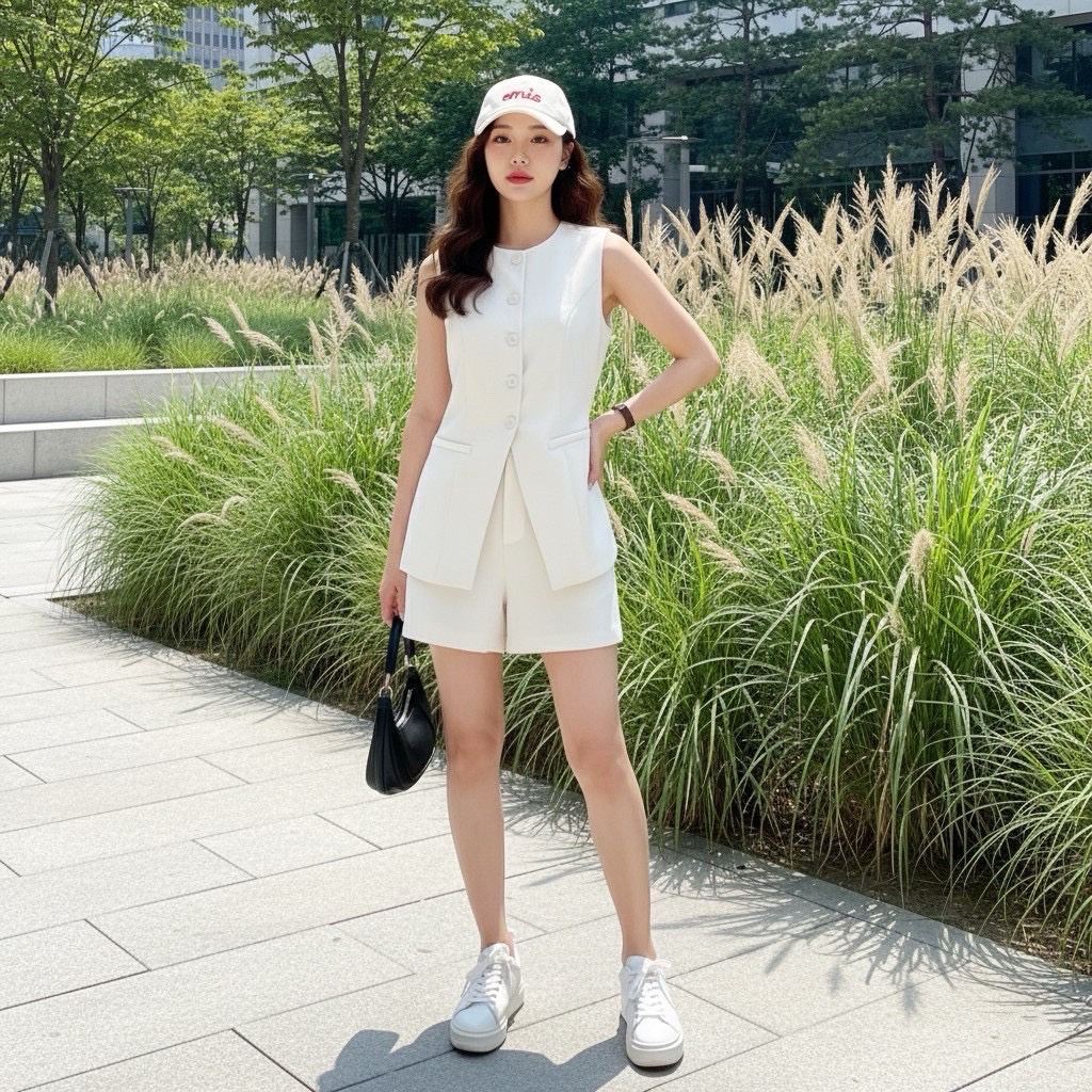 Mook_shop ชุดsetเสื้อแขนกุด+กางเกงขาสั้น ผ้าทรงสวย เสื้อผ้าแฟชั่น