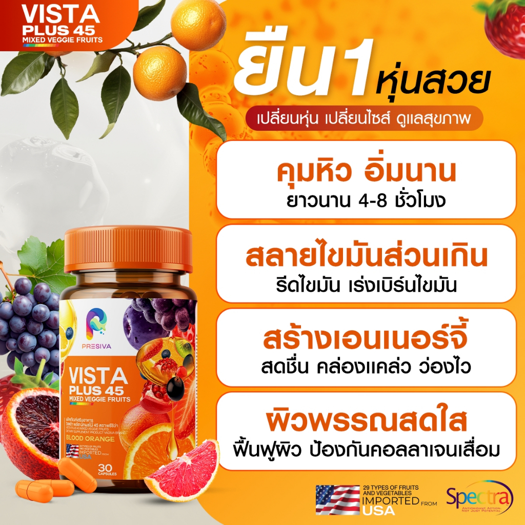 [ส่งฟรี 1 แถม1] Vista Plus อาหารเสริมคุมน้ำหนัก บล็อกไขมัน บล็อกแป้ง ฟื้นฟูร่างกาย ผิวแข็งแรง