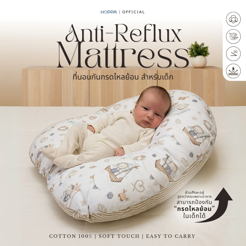 HOPPA Anti-Reflux Mattress ที่นอนกันกรดไหลย้อน ที่นอนกันกรดไหลย้อนเด็ก ที่นอนกันแหวะนม หมอนกันกรดไหลย้อน ที่นอนเด็ก