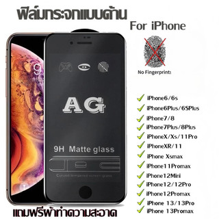 ฟิล์มกระจก ฟิล์มด้าน เต็มจอ กาวเต็ม ขอบดำ แบบด้าน For iPhone 12 / iPhone 13 / iPhone 13ProMax iPhone6 / 6Plus / 7Plus