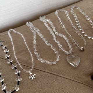 Clear Crystal Jewelry ดีไซน์จี้ทรง Heart & Flower เครื่องประ…