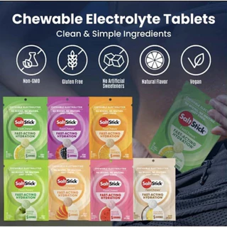 SALTSTICK FASTCHEWS 10 CT อิเล็กโทรไลต์ชนิดเม็ดแบบเคี้ยว บรรจุ 10 เม็ด ชดเชยการสูญเสียเหงื่อ ป้องกันตะคริว