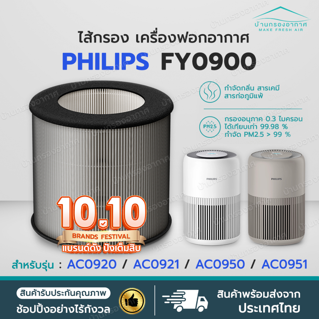 ถูกสุด✅ ไส้กรองอากาศ Philips FY0900 รุ่น AC0920 AC0921 AC0950 AC0951 HEPA H13 Filter FY0900/30 เครื่