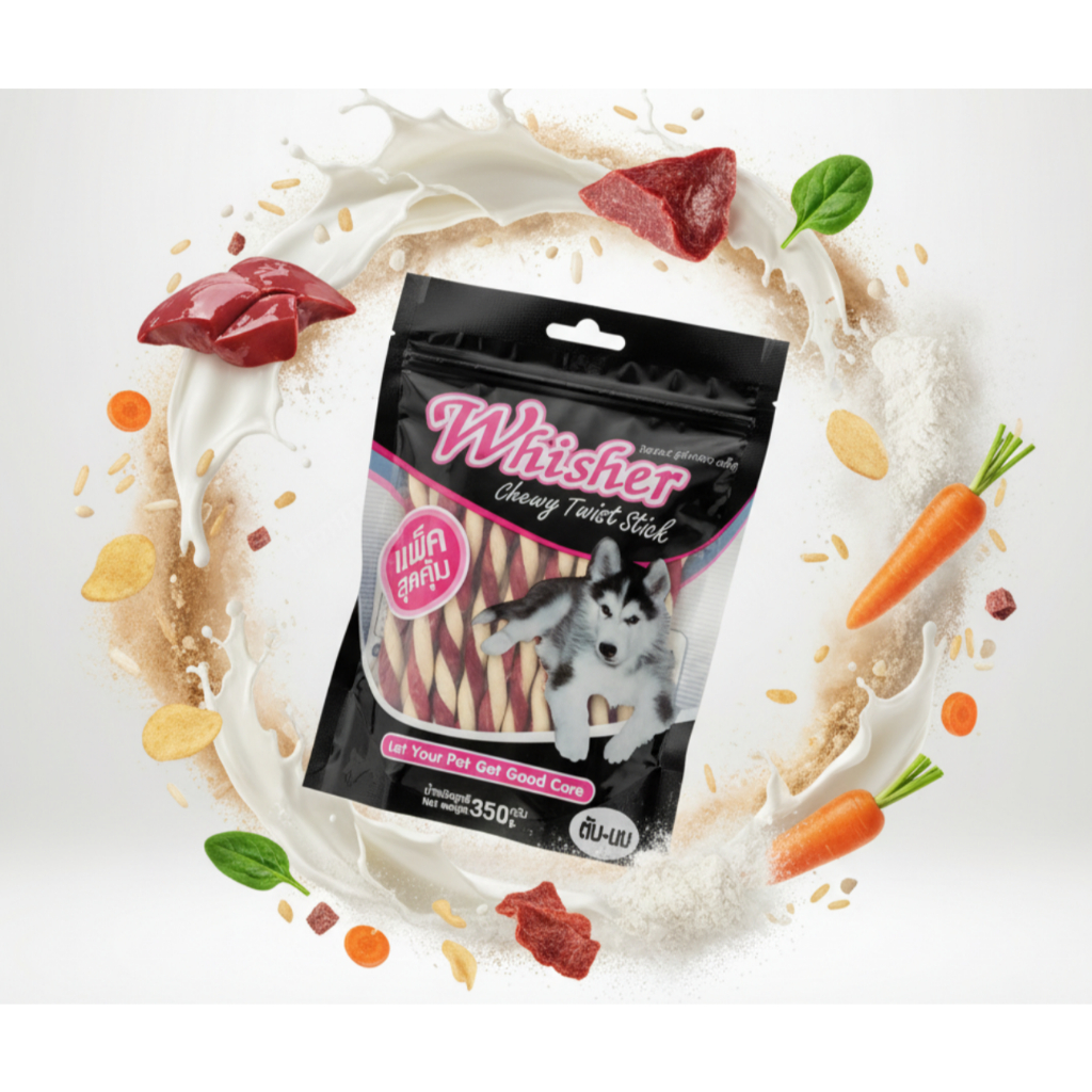 ขนมสุนัข วิชเชอร์ ชูวี่เกลียวสติ๊ก รสตับ-นม 350 กรัม