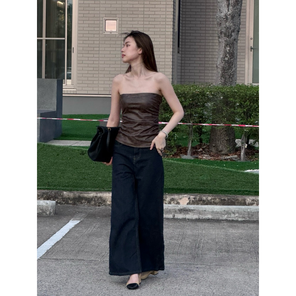 Deep Blue jeans bad and boujee💙กางเกงยีนส์ผ้าดิบสีเข้ม