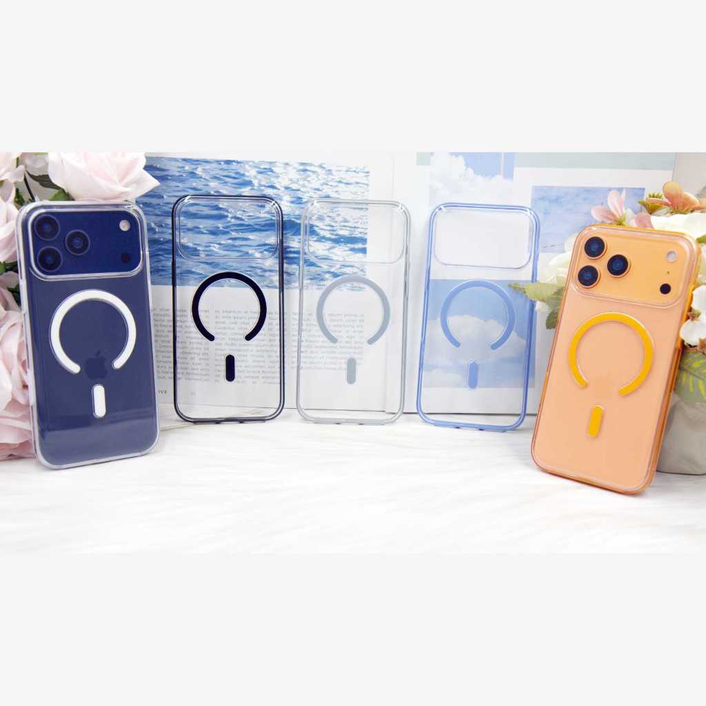 DECON DC10 AI BUTTON เคสหลังใส ขอบสี แม่เหล็ก ปุ่ม AI CASE MAG เคสใช้สำหรับไอโฟน 17 (THพร้อมส่ง ในไท