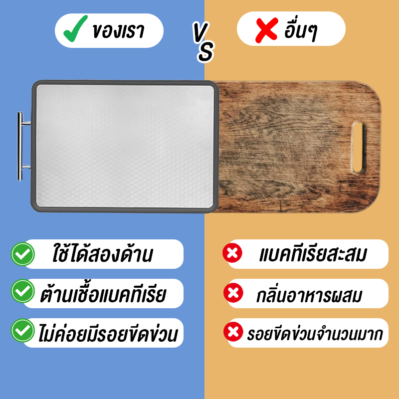 7339 เขียง2ด้าน เขียงสแตนเลส เขียง SUS316+PP เครื่องครัว เขียงหั่น ป้องกันเชื้อรา - รูปที่ 4