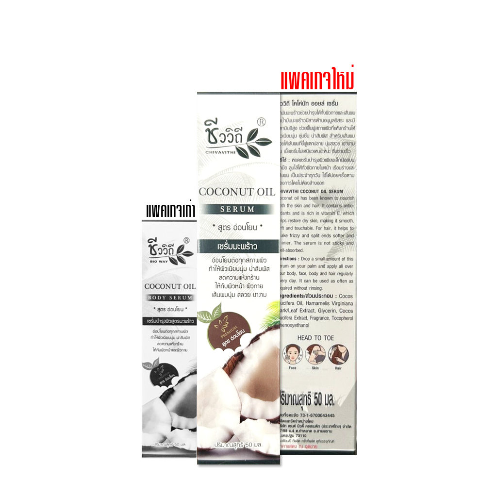 ชีววิถี โคโค่นัท ออยล์ บอดี้ เซรั่ม Coconut Oil Body Serum 50 ml. สูตรใหม่ ลดความแห้งกร้านให้กับผิวหน้าและผิวกาย 5474