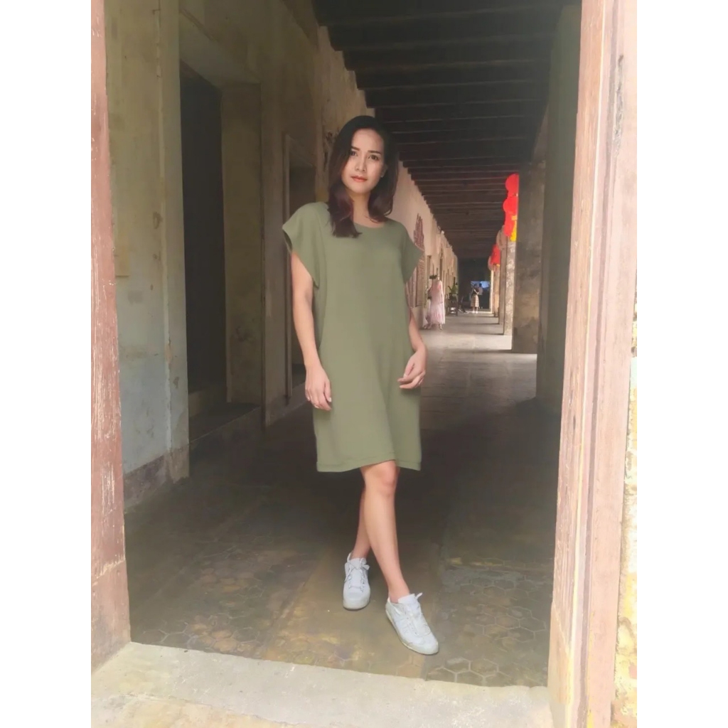 เดรสให้นม เดรสคลุมท้อง ผ้าวูลเวฟ