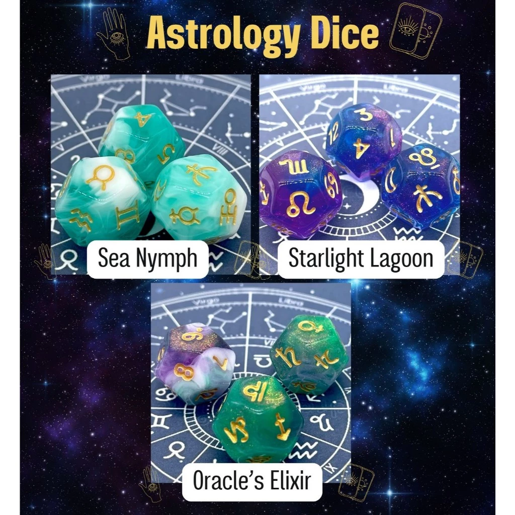 🔮✨ Astrology Dice (1 set 3 ลูก) | ลูกเต๋าพยากรณ์ ทำนาย ใช้คู่กับไพ่ยิปซี ไพ่ออราเคิล การพยากรณ์ ทำนายกลุ่มดาวโหราศาสตร์ thumbnail 5